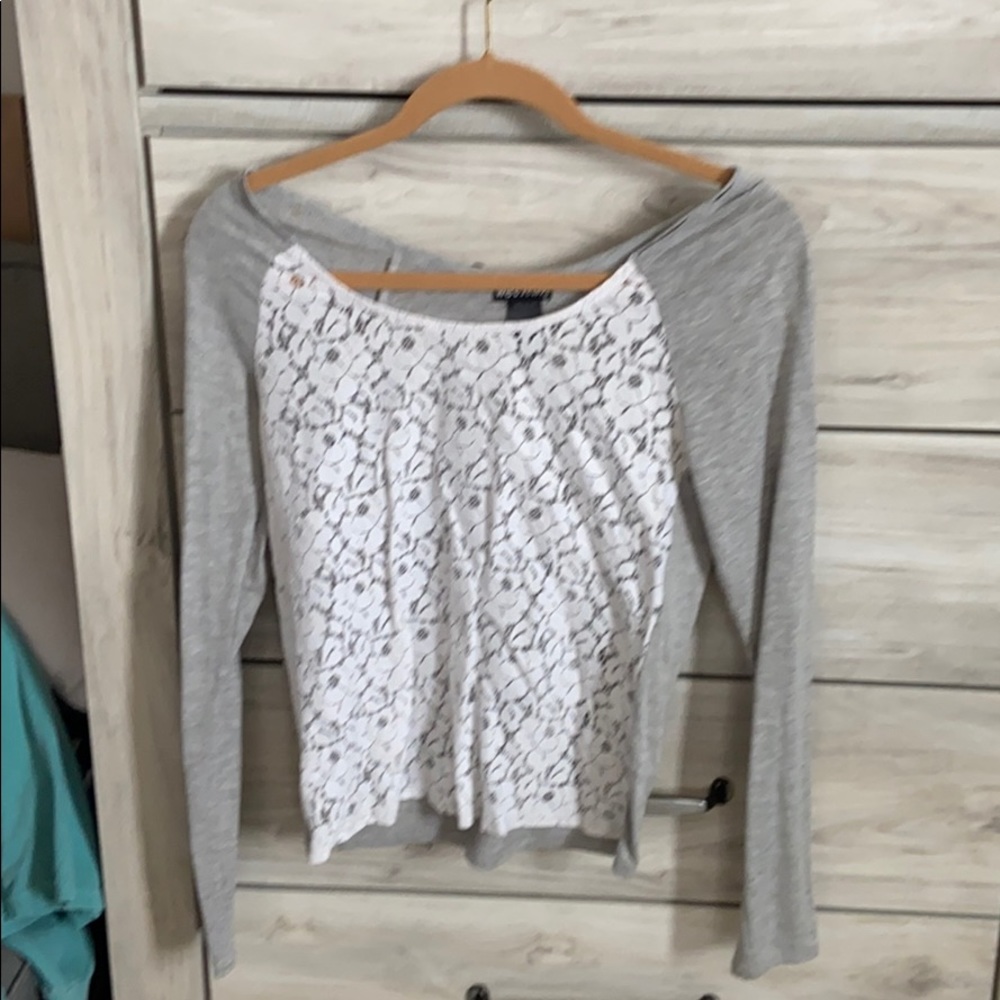 Size medium off the shoulder grey shirt